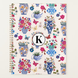 Chinoiserie Floral Monogram Planer