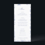 Chinoiserie Floral Wedding Menükarte<br><div class="desc">Vintag Regency Blue Chinoiserie Garden Floral,  Hochzeitsmenü. Die elegante Chinoiserie Stil Garten Blumenmuster Rückenlehne und Frontrahmen Rahmen.</div>