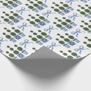 Chinoiserie-Formtopiary Baum Blaue Schleife Geschenkpapier