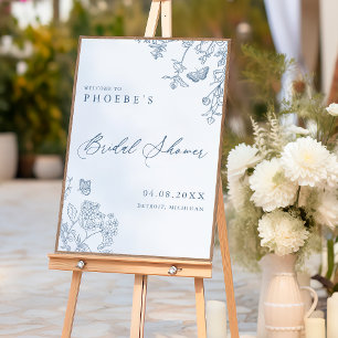 Chinoiserie Französisch Blaues Hochzeitsdusche Wil Poster
