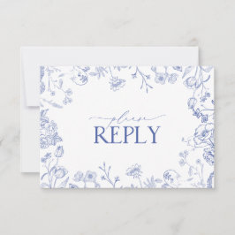 Chinoiserie French Blue Viktorianisch Floral RSVP Karte