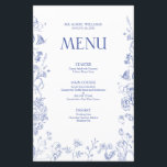 Chinoiserie French Blue Viktorianisch Wedding Menu<br><div class="desc">Die Chinoiserie Französisch Blaues Viktorianisches Hochzeitsmenü! Elegant mit einem handgezeichnet Design und exquisiten blauen Blume, lebhaften Bienen und zarten Schmetterlingen gestaltet, ist dies eine zeitlose Speisekarte für Ihren besonderen Tag, den Sie nicht vergessen werden werden. Perfekt gefertigt, um auch den anspruchsvollsten Anlässen gerecht zu werden, aber mühelos genug, um auch...</div>