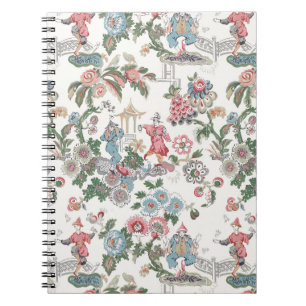 Chinoiserie-Garten-Toile, Türkis und Rosa Notizblock