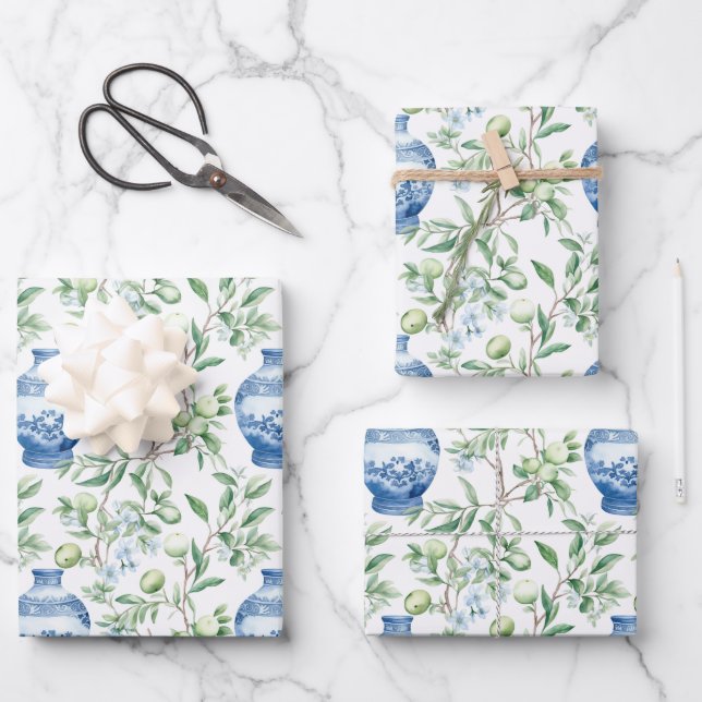 Chinoiserie Geschenkpapier Set (Vorderseite)