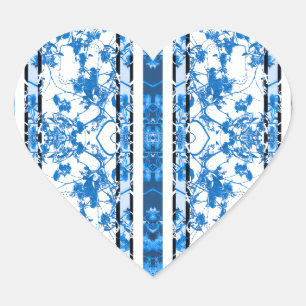 Chinoiserie-gestreifter Blumendruck Herz-Aufkleber