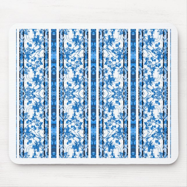 Chinoiserie-gestreifter Blumendruck Mousepad (Vorne)
