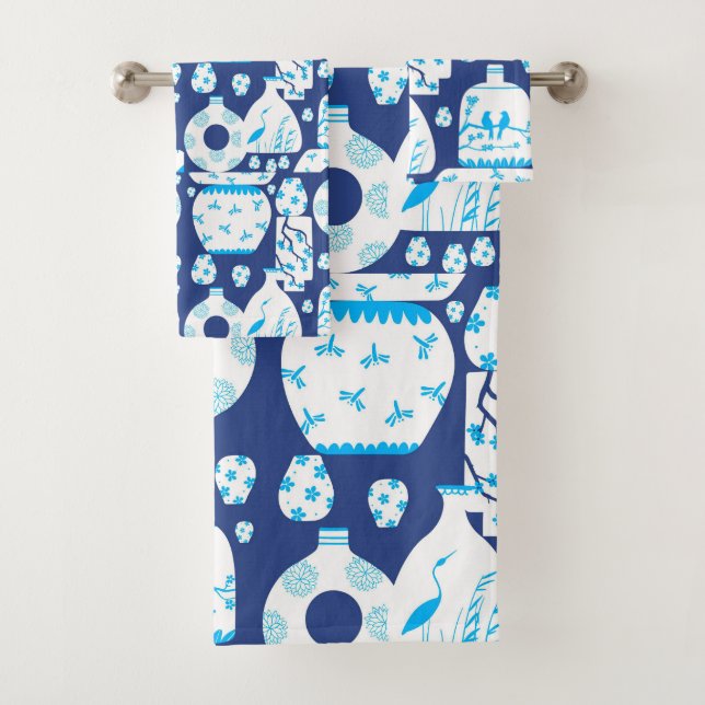 Chinoiserie Ginger Jar Jars  Badhandtuch Set (Insitu)