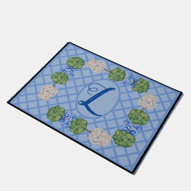 Chinoiserie Ginger Jar Jars Topiary Basket Calenda Fußmatte (Schrägansicht)