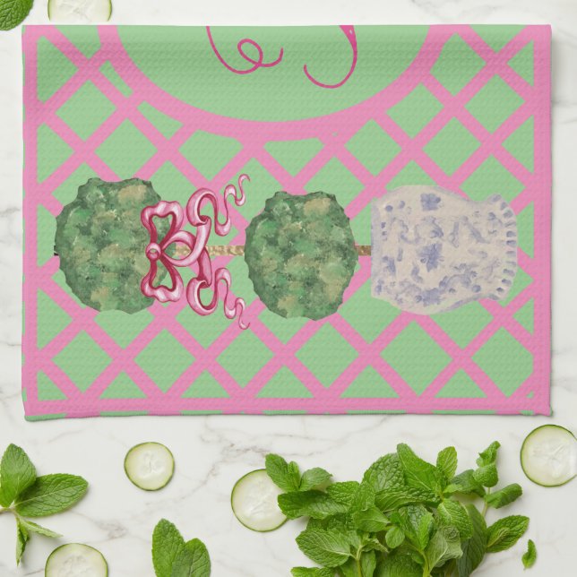 Chinoiserie Ginger Jar Jars Topiary Basket Geschirrtuch (Gefaltet)