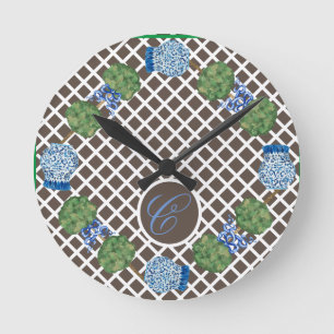 Chinoiserie Ginger Jar Jars Topiary Calendar Runde Wanduhr