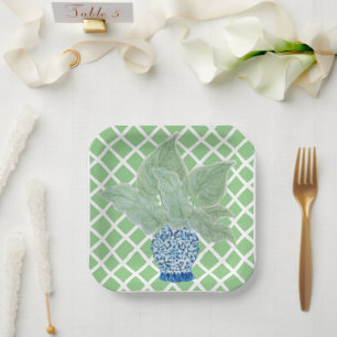 Chinoiserie Ginger Jar Jars Tropical Blätter Pappteller