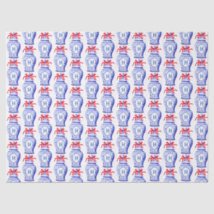 Chinoiserie Ginger Jar Monogram   Red Bow Seidenpapier