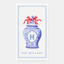 Chinoiserie Ginger Jar Monogram | Red Bow Serviette