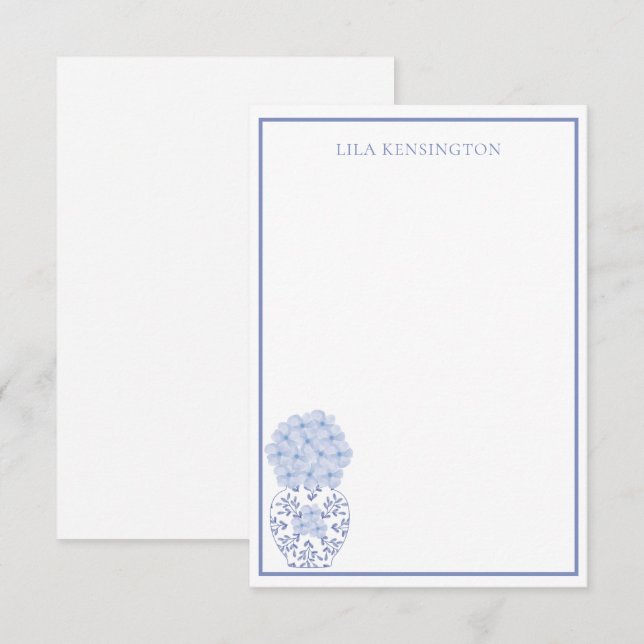 Chinoiserie Ginger Jar Vase & Blume Mitteilungskar Dankeskarte (Vorne/Hinten)