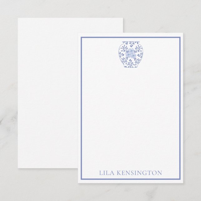 Chinoiserie Ginger Jar Vase Personalisierte NoteCa Dankeskarte (Vorne/Hinten)