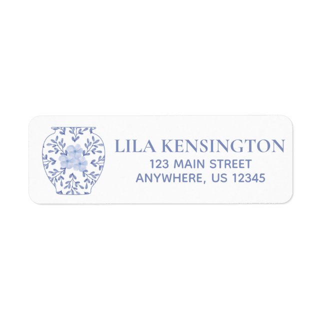 Chinoiserie Ginger Jar Vase Rücksendeadressen-Aufk (Vorne)