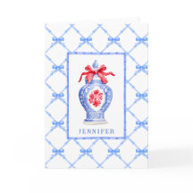 Chinoiserie Ginger Jar w/Red Bow