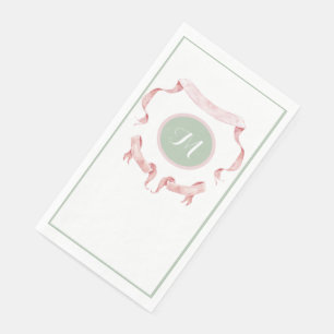 Chinoiserie Green Ribbons Logo-Wappen Serviette