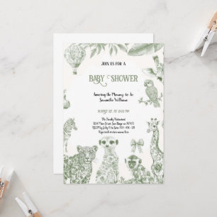 CHINOISERIE GREEN TOILE BABYSHOWER EINLADUNG