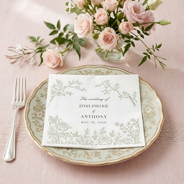 Chinoiserie Hellgrüne Florale Hochzeitsservietten Serviette (Von Creator hochgeladen)