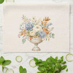 Chinoiserie Herbstblumen-Kürbisstapel Geschirrtuch
