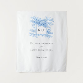 Chinoiserie-Hochzeitsblumen-Monogramm Elegant Wandteppich