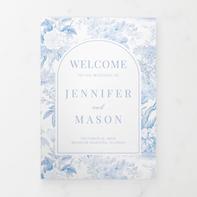 Chinoiserie Hochzeitskalender Dreifach Gefaltete Einladung (Cover)