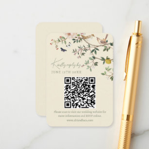 Chinoiserie-Hochzeitswebsite RSVP-QR-Code Begleitkarte