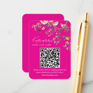 Chinoiserie-Hochzeitswebsite RSVP-QR-Code Begleitkarte