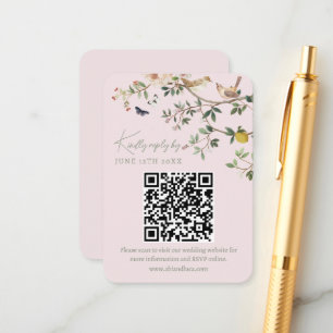 Chinoiserie-Hochzeitswebsite RSVP-QR-Code  Begleitkarte