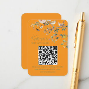 Chinoiserie-Hochzeitswebsite RSVP-QR-Code  Begleitkarte