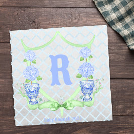 Chinoiserie Hydrangea Monogram Serviette