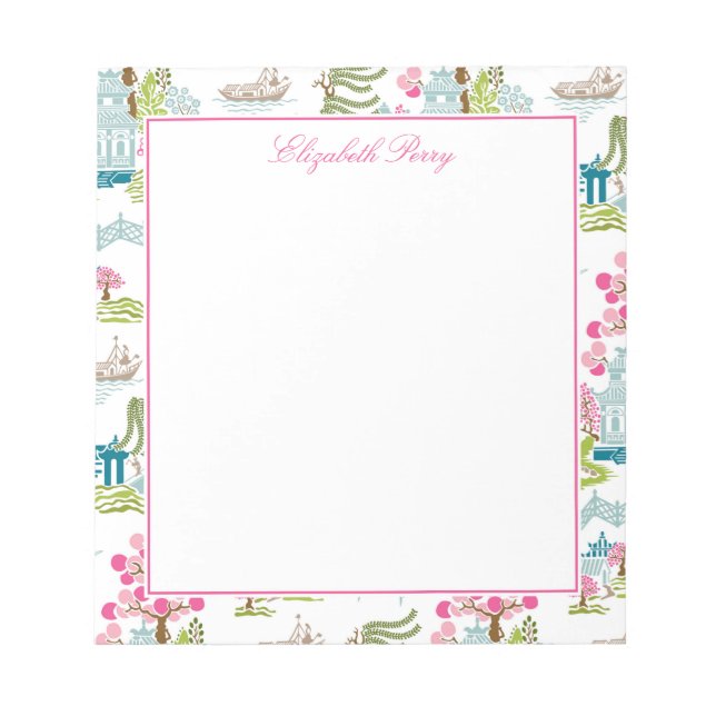 Chinoiserie in Frühlingsfarben Notizblock (Vorderseite)