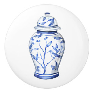 Chinoiserie Ingwertopf Weiß Keramikknauf