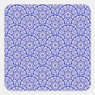 Chinoiserie, Inspiriert Blaue und Weiße Keramik au Quadratischer Aufkleber