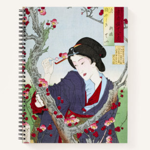 Chinoiserie Japanische Dame & Rote Kirschblüte Notizbuch