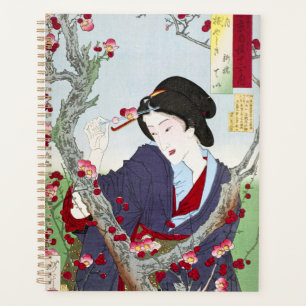 Chinoiserie Japanische Dame & Rote Kirschblüte Planer
