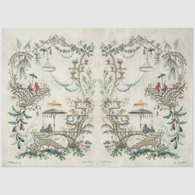 Chinoiserie Jean-Baptiste Pillement Vintage Art Seidenpapier (Vorderseite)