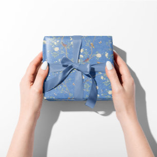 Chinoiserie Kamelien Garten Brise Blau Geschenkpapier Set