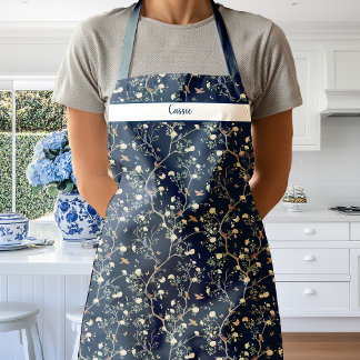 Chinoiserie-Kameliengarten auf einer navyblauen Sc Schürze