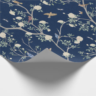 Chinoiserie Kameliengarten Navyblau Geschenkpapier