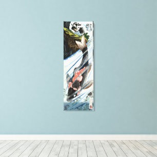 Chinoiserie Koi Karpfen Wasserfall Japanische Kuns Leinwanddruck