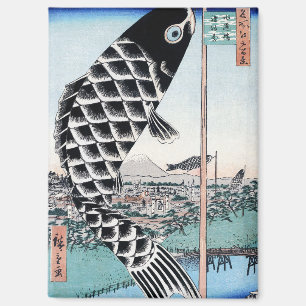 Chinoiserie Koinobori-Karpfen & Fuji-Landschaft Magnet