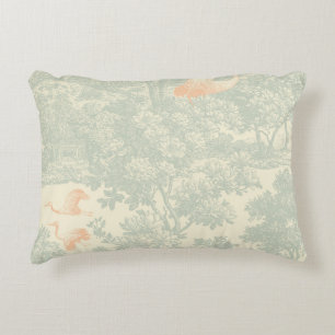 Chinoiserie-Kranich-Toile-Botanischer-Asiatischer- Dekokissen