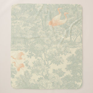Chinoiserie-Kranich-Toile-Botanischer-Asiatischer- Sherpadecke