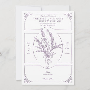 Chinoiserie Lavender Bouquet Viktorianische Hochze Einladung