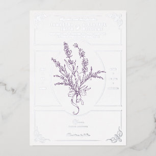 Chinoiserie Lavender Bouquet Viktorianische Hochze Folieneinladung