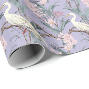Chinoiserie Lavender Floral Egret Geschenkpapier