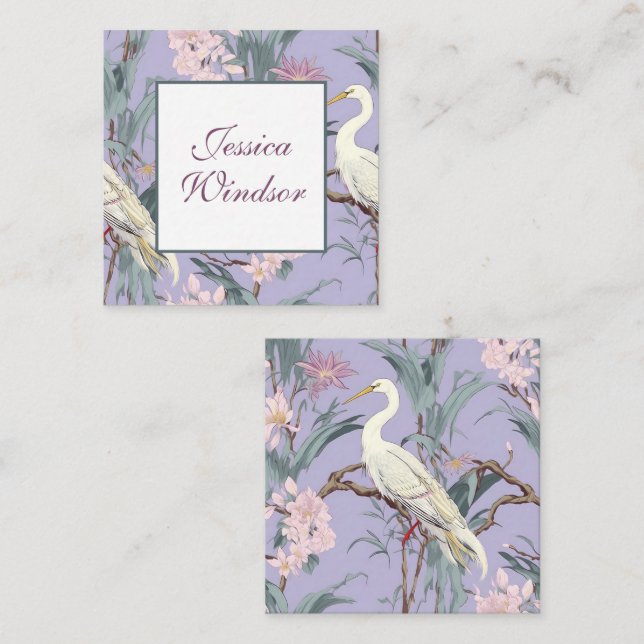 Chinoiserie Lavender Floral Egret Geschenkpapier Mitteilungskarte (Vorne/Hinten)