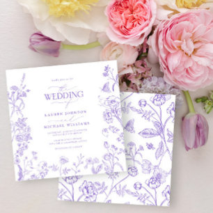 Chinoiserie Lavender Viktorianische Blumenhochzeit Einladung